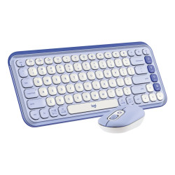 Combo teclado + mouse Logitech POP ICON inalámbrico bluetooth lavanda