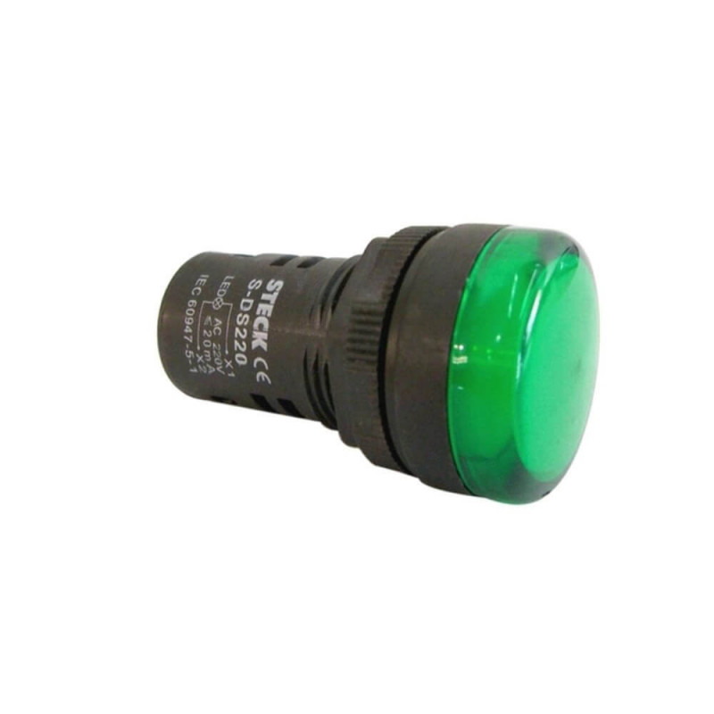 Led STECK ojo de buey verde 220vca para panel 22mm IP65