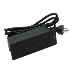 TBC PROLONGADOR NEGRO 2 TOMAS Y 2 USB C+A CON CABLE 1,5MTS Y SOPORTE