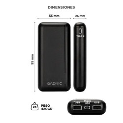 Power Bank GADNIC BC-66 carga rápida 25000mAh dual USB