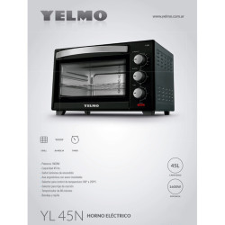 Horno eléctrico YELMO YL-45N 45 litros 1600W negro