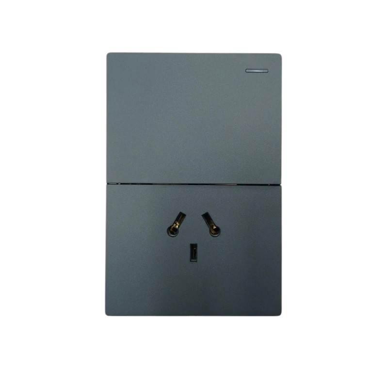 Conjunto armado MACROLED MONACO 1 punto y toma polarizado combinado 10a 250vca gris
