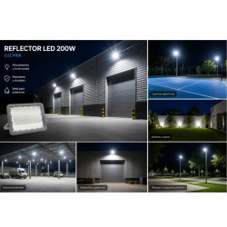 Reflector led TBCin IP65 200W 16000lm 6000K luz fría con lupa policarbonato