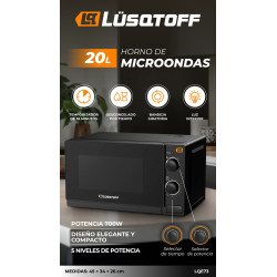Microondas mecánico LUSQTOFF LQ-HM200M 20 Litros 700W negro