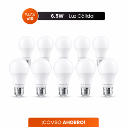 Combo ahorro MACROLED 10 lámparas led 6.5W luz cálida