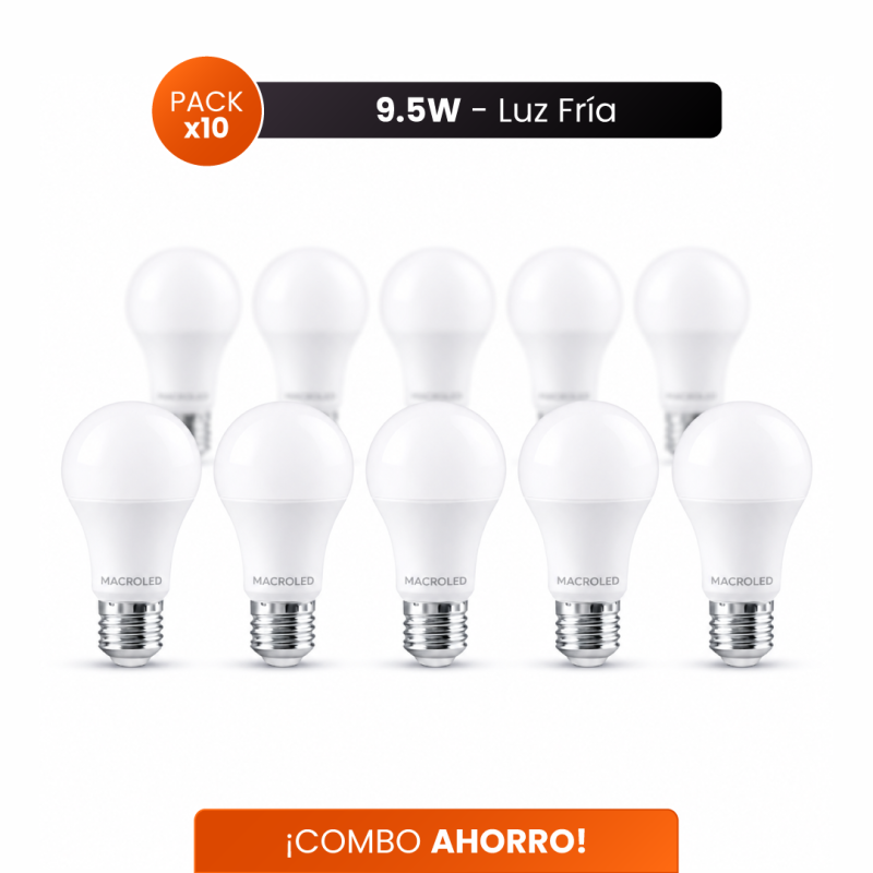 Combo Ahorro MACROLED 10 lámparas led 9.5W luz fría
