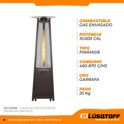 Calefactor exterior LUSQTOFF JK-1010 Pirámide 10000 Kcal bronce