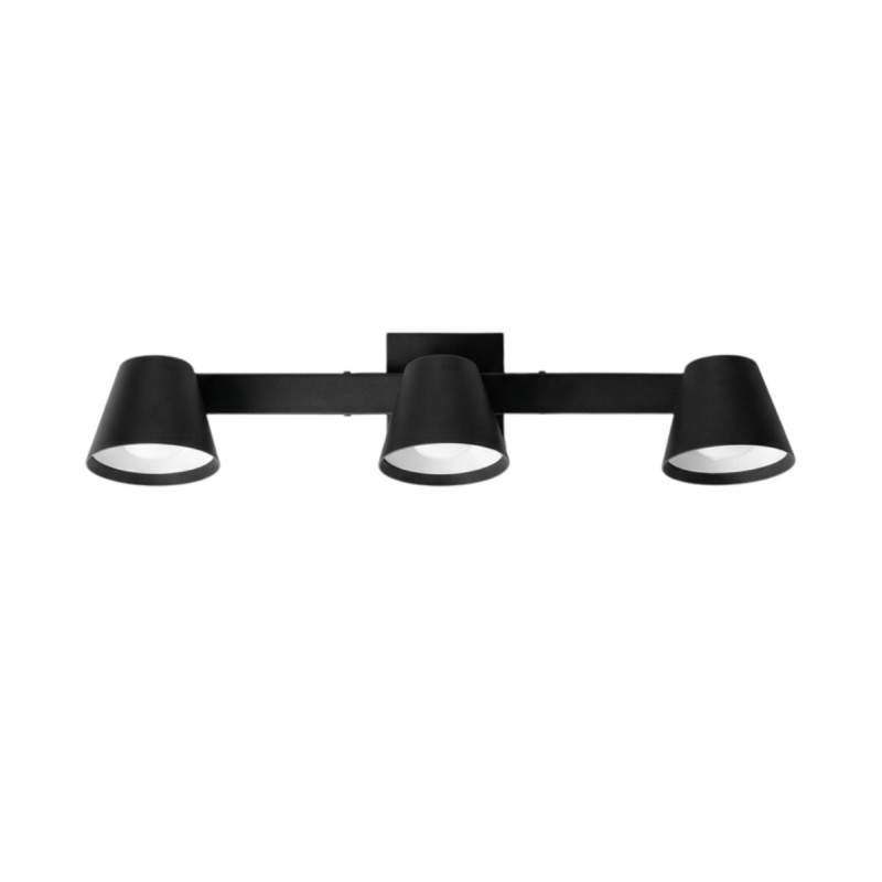Aplique SAN JUSTO cabezal OSTENDE cónico orientable 3 luces GU10 negro