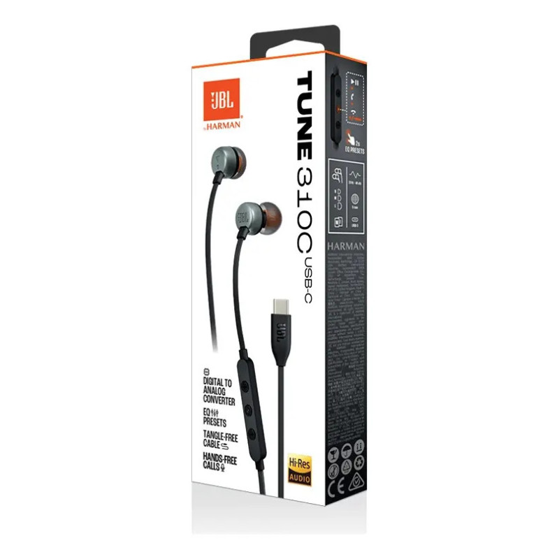 Auricular JBL TUNE 310c in ear type C negro