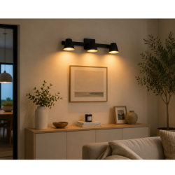 Aplique SAN JUSTO cabezal OSTENDE cónico orientable 3 luces GU10 negro
