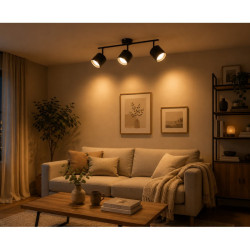 Aplique 180° ILUMINACIÓN ALBA III para 3 luces GU10 negro