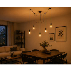 Araña 180° ILUMINACIÓN SYSTEM para 5 luces E27 metálico negro
