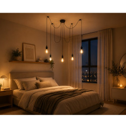 Araña 180° ILUMINACIÓN SYSTEM para 5 luces E27 metálico negro