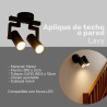 Aplique 180° ILUMINACIÓN LAVY II para 2 luces GU10 regulable negro