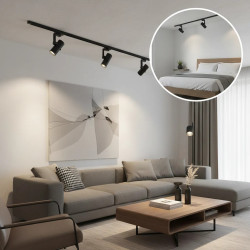 Aplique 180° ILUMINACIÓN LAVY RIEL para 1 luz GU10 cabezal regulable negro