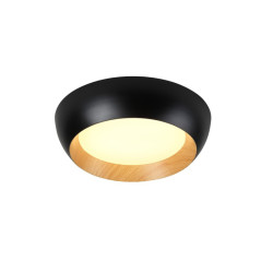 Plafón led MARKAS ABEONA 30W 3000K luz cálida 40cm negro detalle madera