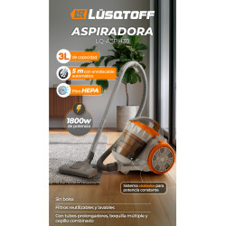 Aspiradora LUSQTOFF LQ-ASPH30 canister sin bolsa 1800W 3 litros blanco/naranja