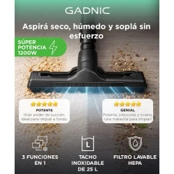 GADNIC ASPIRADORA ASP00054 -MG500 25 LITROS 1200W 17KPA TACHO SIN BOLSA