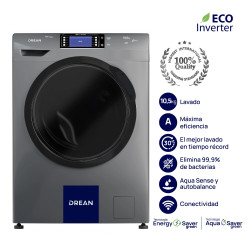 Lavarropas automático DREAN LCFDR1012TG carga frontal 10,5kg 1200rpm WiFi silver inverter