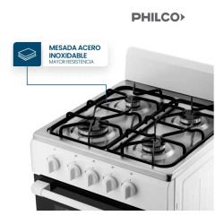 Cocina PHILCO 94PHCN50B Multigas 50cm 4 hornallas blanca