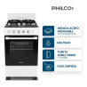 Cocina PHILCO 94PHCN50B Multigas 50cm 4 hornallas blanca