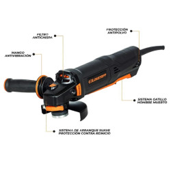 Amoladora angular LUSQTOFF Black series 1300W 125mm Gatillo AML1300-10