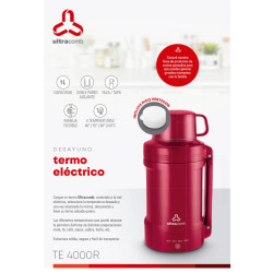 Termo eléctrico ULTRACOMB TE-4000R 1 litro 1000W acero inoxidable magenta