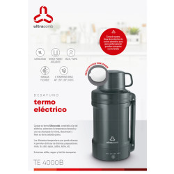 Termo eléctrico ULTRACOMB TE-4000B 1 litro 1000W acero inoxidable negro