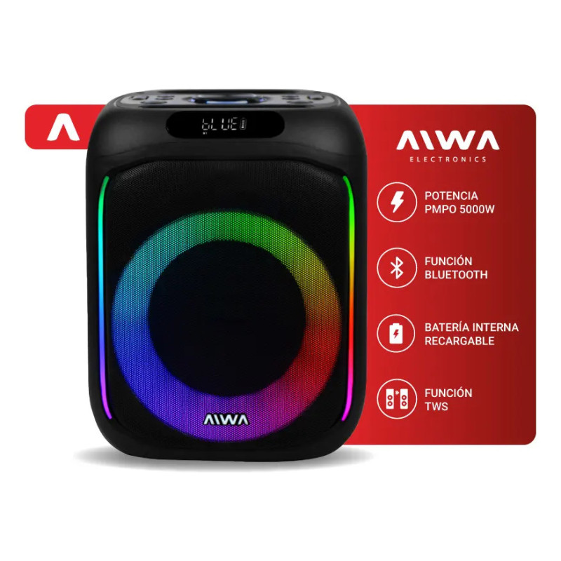 Reacond Parlante portátil 5000W PMPO(35W RMS)AIWA BLUETOOTH 5.0 AW-P2016B