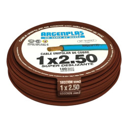 Cable unipolar ARGENPLAS 2,5mm2 marron CLASE 4 IRAM 2183 rollo