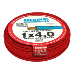 Cable unipolar ARGENPLAS 4,0mm2 rojo CLASE 4 IRAM 2183 rollo