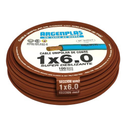 Cable unipolar ARGENPLAS 6,0mm2 marron CLASE 4 IRAM 2183 rollo