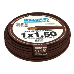 Cable unipolar ARGENPLAS 1,5mm2 marron CLASE 4 IRAM 2183 rollo