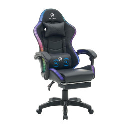 Silla gamer NETMAK RGB CON APOYA PIES Y MASAJEADOR NM-SG907-RGB NEGRO