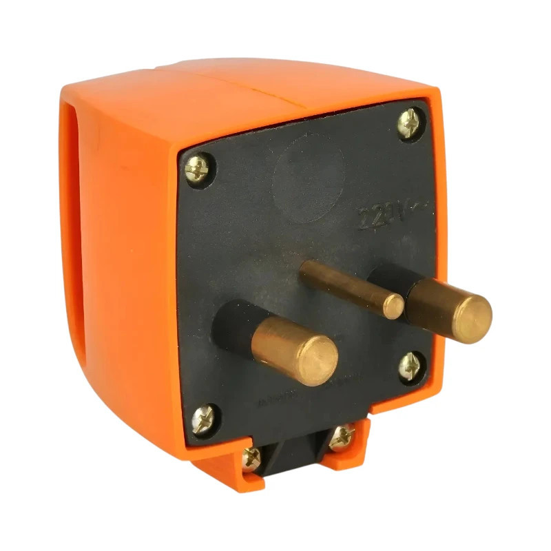 Ficha industrial 2 x 16a salida lateral con tierra