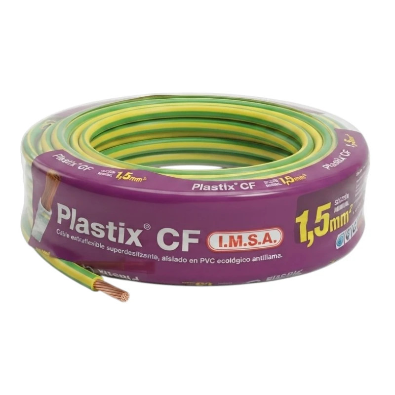 Cable unipolar IMSA 1,5mm2 rollo verde/amarillo CLASE 5 IRAM 2183