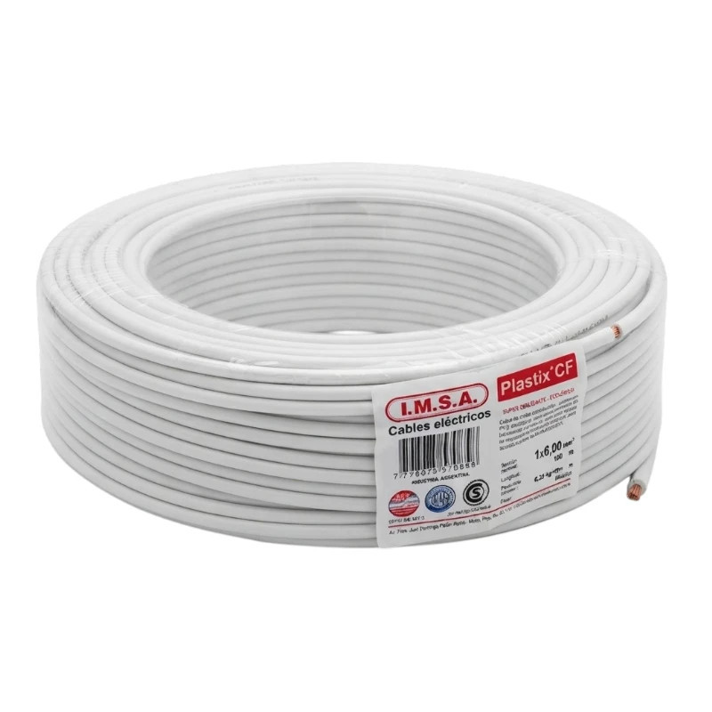 Cable unipolar IMSA 6,0mm2 rollo blanco CLASE 5 IRAM 2183