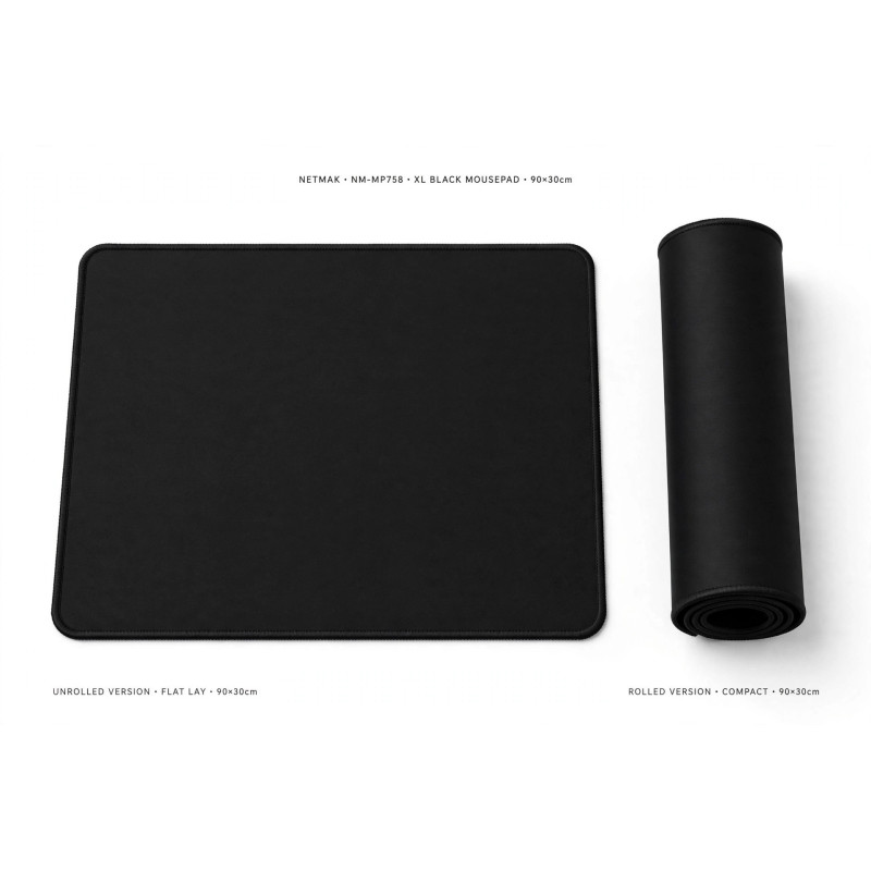 PAD MOUSE LISO NEGRO BORDADO NEGRO XL 90X30CM NM-MP758 NETMAK