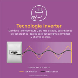 Heladera GAFA HGNW255P top freezer no frost dispenser 257 litros inverter plata
