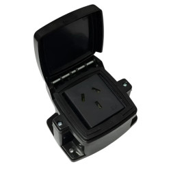 Caja capsulada exterior 1 toma polarizado 20A negra