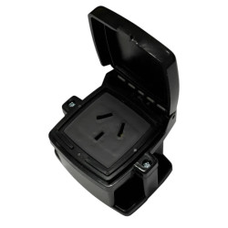 Caja capsulada exterior 1 toma polarizado 10A negra