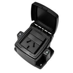 Caja capsulada exterior 1 punto y toma polarizado 10A negra