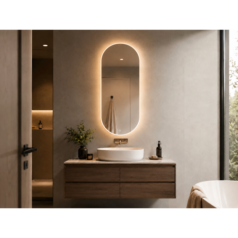 Espejo led TBCin CLARITY rectangular con esquinas redondeadas 50x90cm