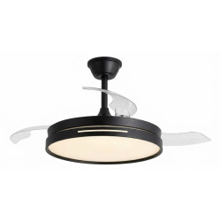 Ventilador de techo LUMENAC SMART retráctil c/plafón 42'' 66W paletas plásticas negro