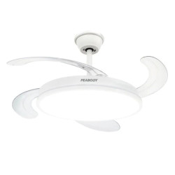 Ventilador de techo PEABODY PE-VTRDC400B luz led retráctil 42'' 65W 220 RPM 4 paletas blanco