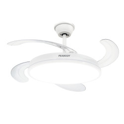 Ventilador de techo PEABODY PE-VTRDC411B luz led retráctil 42'' 65W 240 RPM 4 paletas blanco