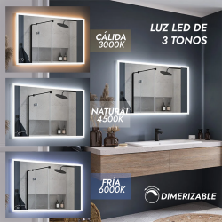Espejo led TBCin CLARITY rectangular 3000-4500-6000K dimerizable 60x90cm