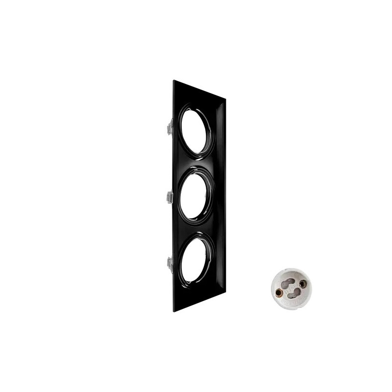 Artefacto de embutir MACROLED cardánico para 3 luces AR111 c/zócalo negro
