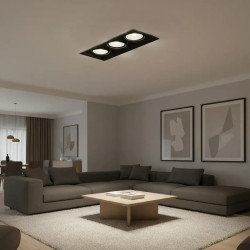 Artefacto de embutir MACROLED cardánico para 3 luces AR111 c/zócalo negro
