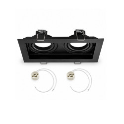 Artefacto de embutir MACROLED cardánico para 2 luces dicro c/zócalo negro
